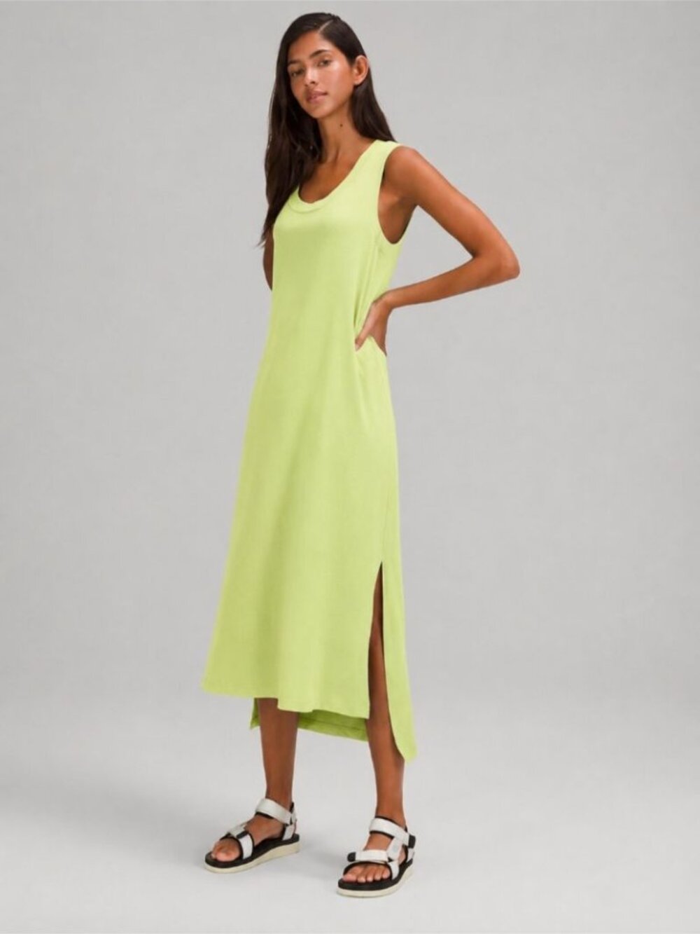 Lululemon All Yours Tank Maxi Dress Pima Cotton Lounge Stretch Crispin Green - Picture 2 of 6